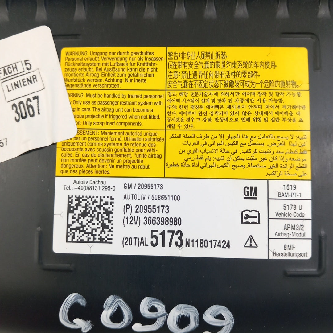 Въздушна възглавница пасажер RHD Airbag Opel Insignia A