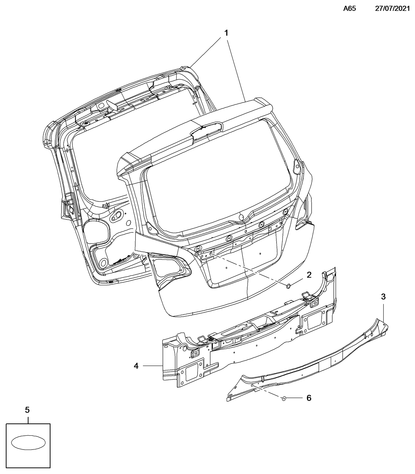 Капак на багажник пета врата затъмнено стъкло Z40W GJM кафяво Opel Meriva B