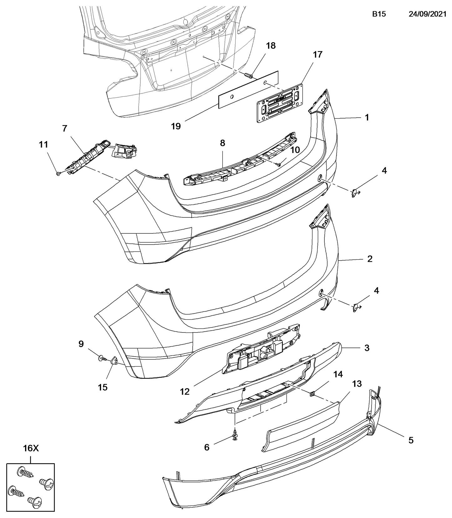 Водач задна броня ляв Opel Meriva B