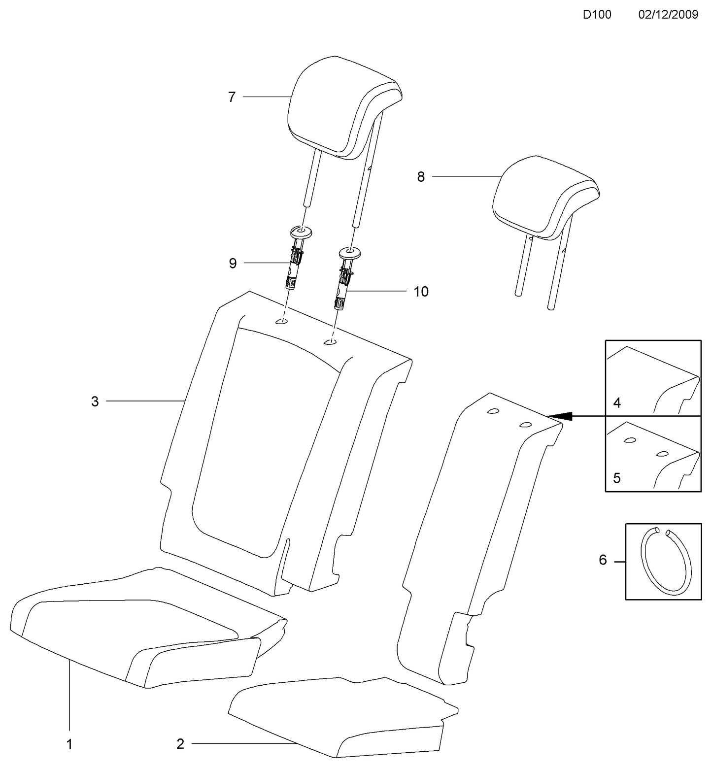 Водач подглавник облегалка за задна седалка ляв кафяв Opel Meriva B