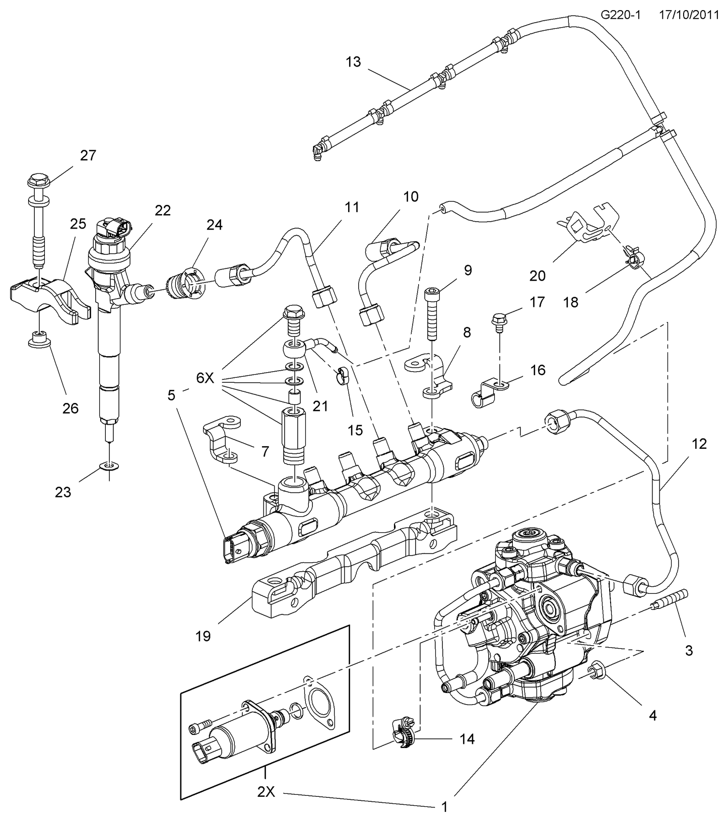Разпределителна тръба Common Rail A17DTS Opel Meriva B 1,7 CDTI